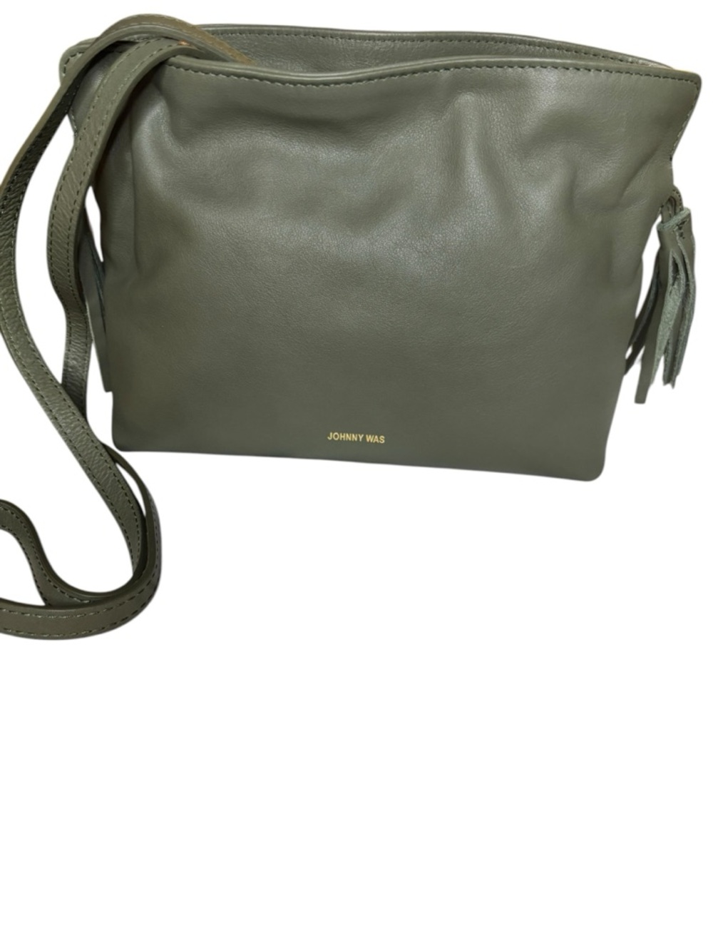JOHNNY WAS Cinch Pouch Italian Leather Crossbody Bag Loden Green NWT - Picture 5 of 17